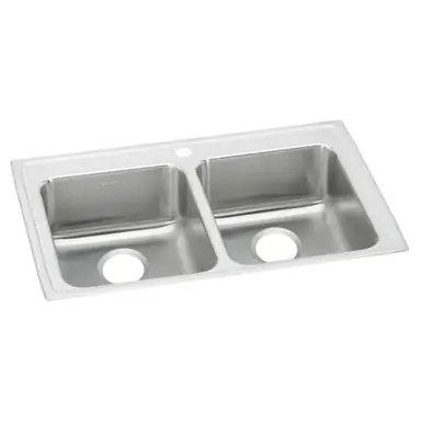 Discount ELKAY LRAD3319551 Lustertone Classic Stainless Steel 33" x 19-1/2" x 5-1/2", 1-Hole Equal Double Bowl Drop-in ADA Sink