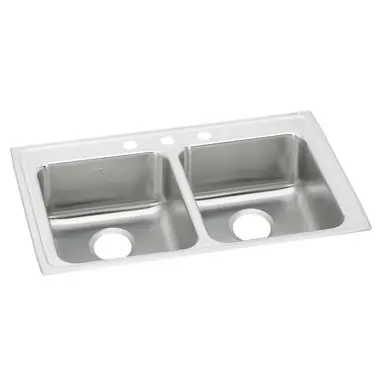 ELKAY LRAD3319553 Lustertone Classic Stainless Steel 33" x 19-1/2" x 5-1/2", 3-Hole Equal Double Bowl Drop-in ADA Sink Weekend Sale