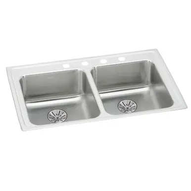 ELKAY LRAD331965PD1 Lustertone Classic Stainless Steel 33" x 19-1/2" x 6-1/2", 1-Hole Double Bowl Drop-in ADA Sink w/Perfect Drain Free Returns