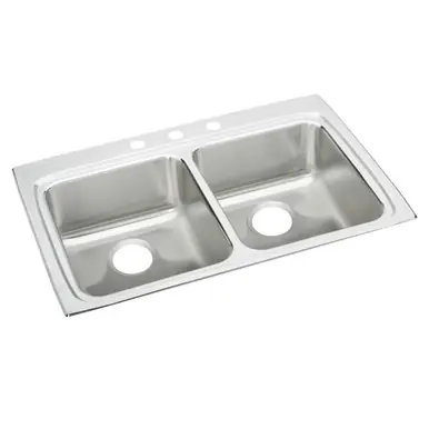 ELKAY LRAD3322401 Lustertone Classic Stainless Steel 33" x 22" x 4", 1-Hole Equal Double Bowl Drop-in ADA Sink Cheap