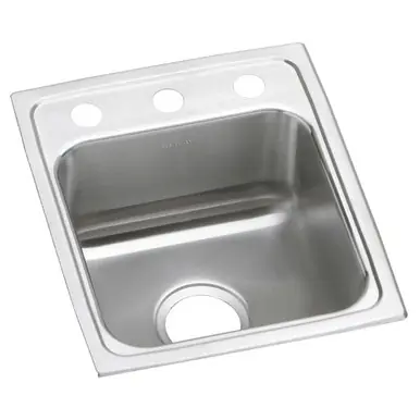 No Minimum Order ELKAY LRADQ1517653 Lustertone Classic Stainless Steel 15" x 17-1/2" x 6-1/2", 3-Hole Single Bowl Drop-in ADA Sink with Quick-clip