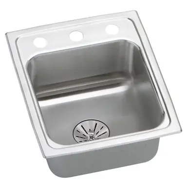Mega Sale ELKAY LRADQ151765PD3 Lustertone Classic Stainless Steel 15" x 17-1/2" x 6-1/2", 3-Hole Single Bowl Drop-in ADA Sink with Perfect Drain and Quick-clip