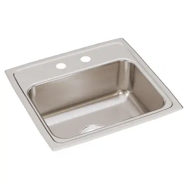 ELKAY LRQ19182 Lustertone Classic Stainless Steel 19" x 18" x 7-5/8", 2-Hole Single Bowl Drop-in Sink with Quick-clip Crafted