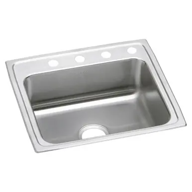 New Release ELKAY LRQ22194 Lustertone Classic Stainless Steel 22" x 19-1/2" x 7-5/8", 4-Hole Single Bowl Drop-in Sink with Quick-clip