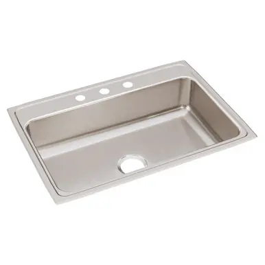 Big Sale ELKAY LRQ31223 Lustertone Classic Stainless Steel 31" x 22" x 7-5/8", 3-Hole Single Bowl Drop-in Sink with Quick-clip