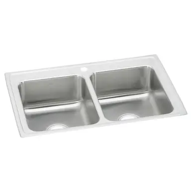 Best Choice ELKAY LRQ33211 Lustertone Classic Stainless Steel 33" x 21-1/4" x 7-7/8", 1-Hole Equal Double Bowl Drop-in Sink with Quick-clip