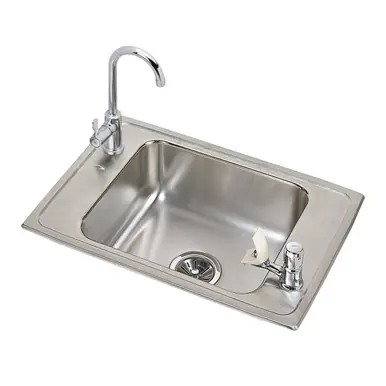 ELKAY PSDKR2517C Celebrity Stainless Steel 25" x 17" x 7-1/8", 2-Hole Single Bowl Drop-in Classroom Sink and Faucet / Bubbler Kit Deal