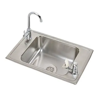 Price Drop ELKAY PSDKR2517VRC Celebrity Stainless Steel 25" x 17" x 7-1/8", 2-Hole Single Bowl Drop-in Classroom Sink and Faucet Kit
