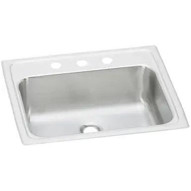 Exclusive Offer ELKAY PSLVR19173 Celebrity Stainless Steel 19" x 17" x 6-1/8", 3-Hole Single Bowl Drop-in Bathroom Sink with Overflow