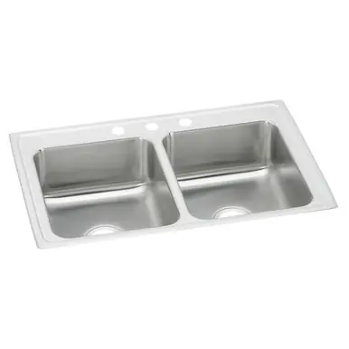 Direct From Factory ELKAY PSR33223 Celebrity Stainless Steel 33" x 22" x 7-1/2", 3-Hole Equal Double Bowl Drop-in Sink
