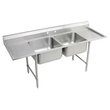 Viral ELKAY RNSF8248LR2 Rigidbilt Stainless Steel 89-1/4" x 29-3/4" x 12-3/4" Floor Mount, Double Compartment Scullery Sink Drainboard