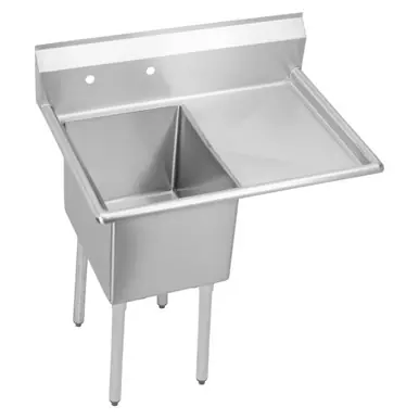 ELKAY S1C18X18-R-18X Dependabilt Stainless Steel 38-1/2" x 23-13/16" x 43-3/4" 18 Gauge One Compartment Sink w/ 18" Right Drainboard and Stainless Steel Legs One Day Deal