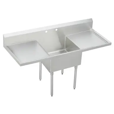 ELKAY SS8124LR0 Sturdibilt Stainless Steel 72" x 27-1/2" x 14" Floor Mount, Single Compartment Scullery Sink with Drainboard Flash Sale