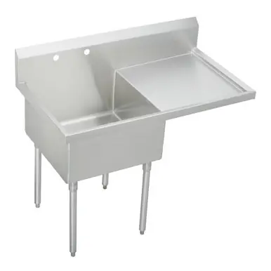 Budget ELKAY SS8124ROF2 Sturdibilt Stainless Steel 49-1/2" x 27-1/2" x 14" Floor Mount, Single Compartment Scullery Sink w/ Drainboard