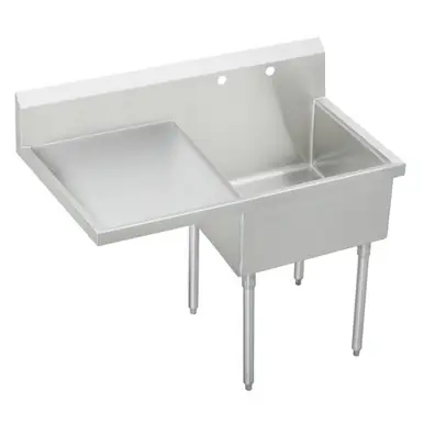 Buy Direct ELKAY SS8130L0 Sturdibilt Stainless Steel 55-1/2" x 27-1/2" x 14" Floor Mount, Single Compartment Scullery Sink w/ Drainboard