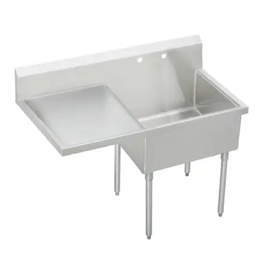 New Arrival ELKAY SS8136L2 Sturdibilt Stainless Steel 61-1/2" x 27-1/2" x 14" Floor Mount, Single Compartment Scullery Sink w/ Drainboard