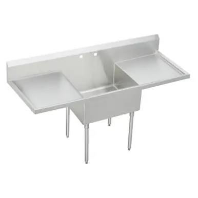 While Supplies Last ELKAY SS8136LR2 Sturdibilt Stainless Steel 84" x 27-1/2" x 14" Floor Mount, Single Compartment Scullery Sink with Drainboard