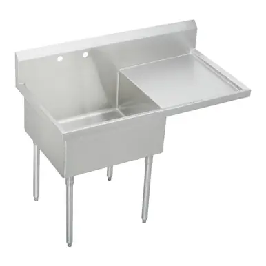 Holiday Sale ELKAY SS8136R0 Sturdibilt Stainless Steel 61-1/2" x 27-1/2" x 14" Floor Mount, Single Compartment Scullery Sink w/ Drainboard