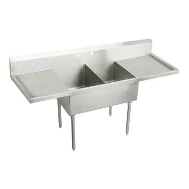 ELKAY SS8230LR4 Sturdibilt Stainless Steel 78" 27-1/2" x 14" Floor Mount, Double Compartment Scullery Sink with Drainboard Trusted Brand