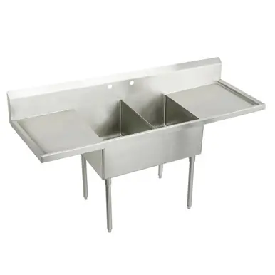 Price Drop ELKAY SS8254LR2 Sturdibilt Stainless Steel 102" x 27-1/2" x 14" Floor Mount, Double Compartment Scullery Sink with Drainboard