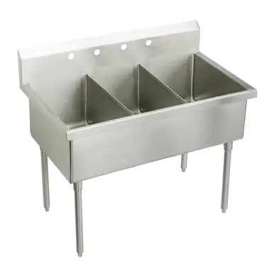 Bargain ELKAY SS83544 Sturdibilt Stainless Steel 57" x 27-1/2" x 14" Floor Mount, Triple Compartment Scullery Sink