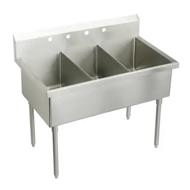 Must Have ELKAY SS83602 Sturdibilt Stainless Steel 63" x 27-1/2" x 14" Floor Mount, Triple Compartment Scullery Sink