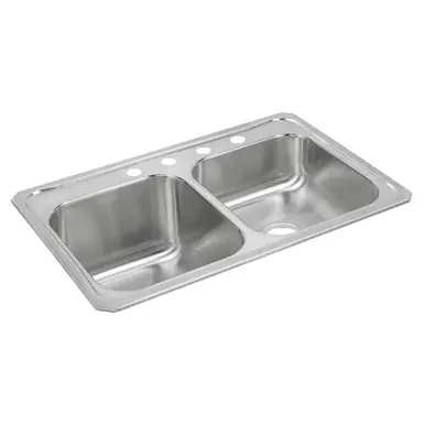 ELKAY STCR3322L4 Celebrity Stainless Steel 33" x 22" x 10-1/4", 4-Hole Equal Double Bowl Drop-in Sink with Right Small Bowl Super Sale