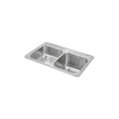 Today Only ELKAY STCR3322R1 Celebrity Stainless Steel 33" x 22" x 10-1/4", 1-Hole Equal Double Bowl Drop-in Sink with Left Small Bowl