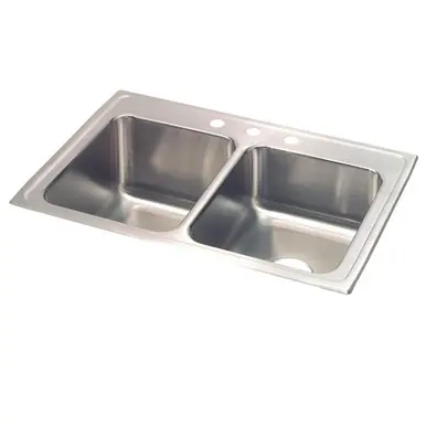 Mega Sale ELKAY STLR3322L3 Lustertone Classic Stainless Steel 33" x 22" x 10-1/8", Equal Double Bowl Drop-in Sink