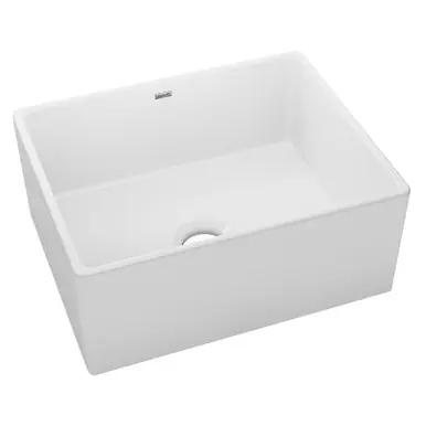 Fan Favorite ELKAY SWUF2520WH Fireclay 24-7/16" x 19-11/16" x 9-1/8" Single Bowl Farmhouse Sink, - White