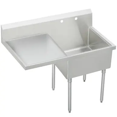 ELKAY WNSF8124L2 Weldbilt Stainless Steel 49-1/2" x 27-1/2" x 14" Floor Mount, Single Compartment Scullery Sink with Drainboard Buy Today