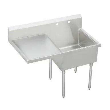 ELKAY WNSF8124LOF1 Weldbilt Stainless Steel 49-1/2" x 27-1/2" x 14" Floor Mount, Single Compartment Scullery Sink with Drainboard Limited Time
