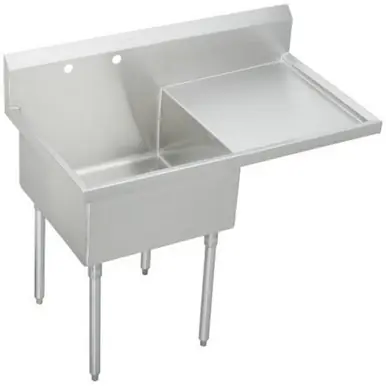 Money Back Guarantee ELKAY WNSF8130R2 Weldbilt Stainless Steel 55-1/2" x 27-1/2" x 14" Floor Mount, Single Compartment Scullery Sink with Drainboard