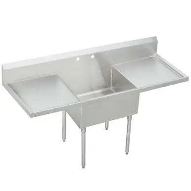Holiday Sale ELKAY WNSF8136LR2 Weldbilt Stainless Steel 84" x 27-1/2" x 14" Floor Mount, Single Compartment Scullery Sink with Drainboard