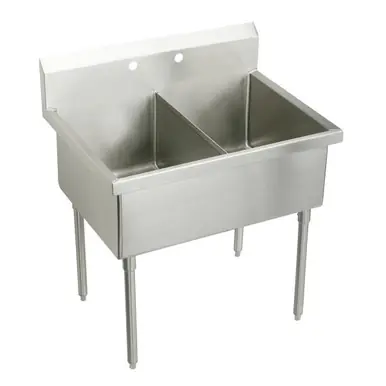 Money Back Guarantee ELKAY WNSF82422 Weldbilt Stainless Steel 45" x 27-1/2" x 14" Floor Mount, Double Compartment Scullery Sink