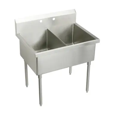 Handmade ELKAY WNSF82484 Weldbilt Stainless Steel 51" x 27-1/2" x 14" Floor Mount, Double Compartment Scullery Sink