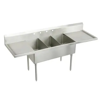 Factory Price ELKAY WNSF8345LR2 Weldbilt Stainless Steel 93" x 27-1/2" x 14" Floor Mount, Triple Compartment Scullery Sink with Drainboard