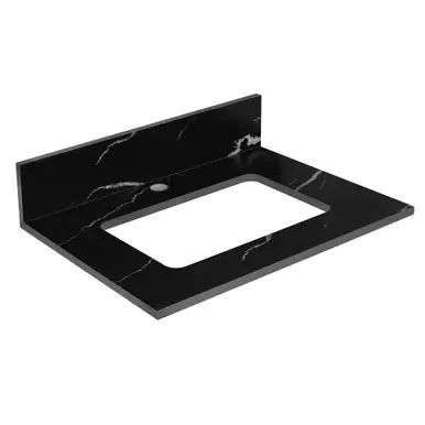 Fine Fixtures 24" Black Carrara Sintered Stone Vanity Countertop - Removable Backsplash - For Single Sink Cheap