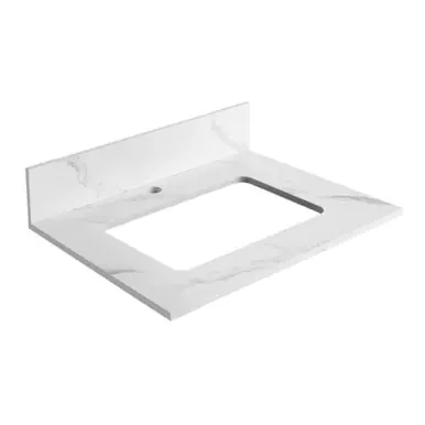 Super Sale Fine Fixtures 24" White Carrara Sintered Stone Vanity Countertop - Removable Backsplash - For Single Sink
