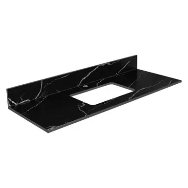 Crafted Fine Fixtures 48" Black Carrara Sintered Stone Vanity Countertop - Removable Backsplash - For Single Sink