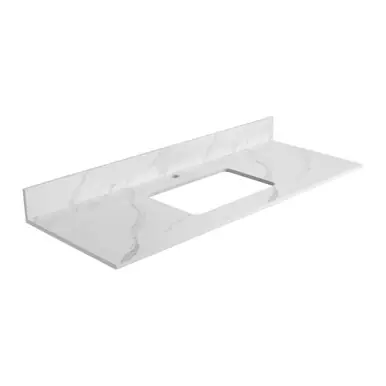Deal Fine Fixtures 48" White Carrara Sintered Stone Vanity Countertop - Removable Backsplash - For Single Sink