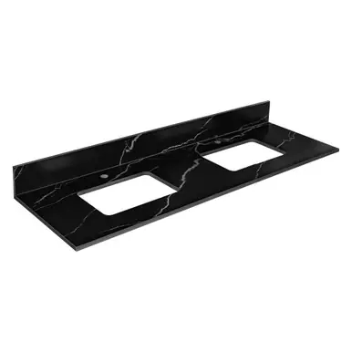 Best Choice Fine Fixtures 72" Black Carrara Sintered Stone Vanity Countertop - Removable Backsplash - For Double Sink