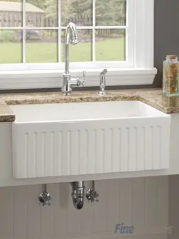 Cheap Fine Fixtures FC3018LI Lichfield French Fluted Fireclay Apron Kitchen Sink - White - 28 3/4" x 19 1/2"