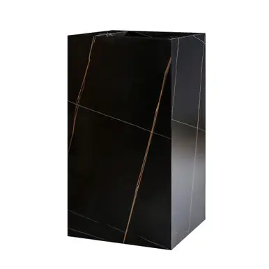 One Day Deal Fine Fixtures GD18BG Grand Pedestal Sink 18 Inch Wide - Black With Gold Grains Sintered Stone