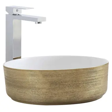 Fine Fixtures LV1515BG Luxury Round Vessel Sink 15 Inch X 15 Inch - Brushed Gold Time-Limited