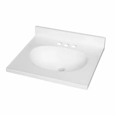Time-Limited Fine Fixtures MT1917W Cultured Marble Vanity Top with Integrated Sink - 19 Inch X 17 Inch - White