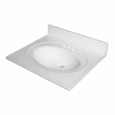 Fine Fixtures MT2522S Cultured Marble Vanity Top with Integrated Sink - 25 Inch X 22 Inch - Sand Limited Offer