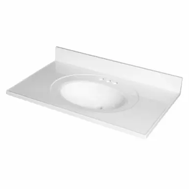 Fast Shipping Fine Fixtures MT3122BO Cultured Marble Vanity Top with Integrated Sink - 31 Inch X 22 Inch - Bone