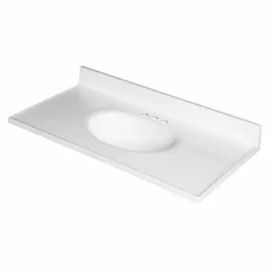 Fine Fixtures MT3719W Cultured Marble Vanity Top with Integrated Sink - 37 Inch X 19 Inch - White Weekend Sale