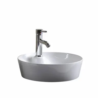 Hot Deal Fine Fixtures MV1717TE Modern Round Vessel Sink 17 Inch X 17 Inch - White
